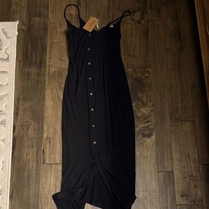 Project Social T Black Midi Dress with Buttons